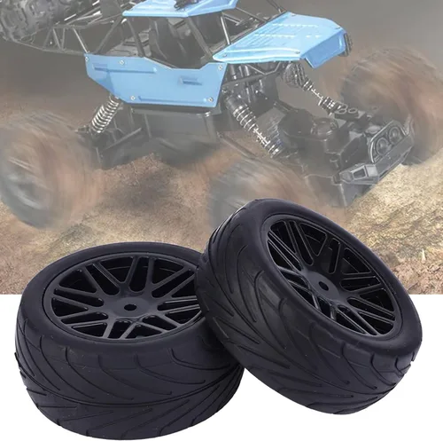 Miniatura 8 de Tbest Ruedas todoterreno, universales a escala 1/10, 3.346 in, neumáticos negros duraderos para aficionados a control remoto, carreras de rally