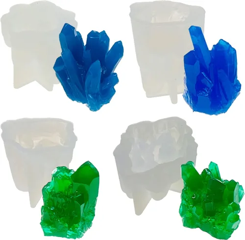 Miniatura 8 de Woohome Molde de silicona para suculentas, 4 piezas, molde de fondant para suculentas, 3D, para hacer pasteles, chocolate, velas hechas a mano