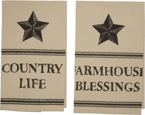 Miniatura 5 de VHC Brands Farmhouse Star Country Life Blessings - Juego de 2 toallas de cocina con patrón de muselina de algodón primitivo para Acción de Gracias