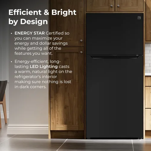 Miniatura 7 de Kenmore Refrigerador de montaje superior de 33" con congelador - Estanterías ajustables, cajones con control de humedad, máquina de hielo opcional