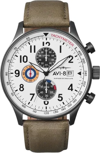 Miniatura 26 de Reloj analógico AV-4011 Hawker Hurricane, con mecanismo de cuarzo japonés, con correa de piel, de AVI-8