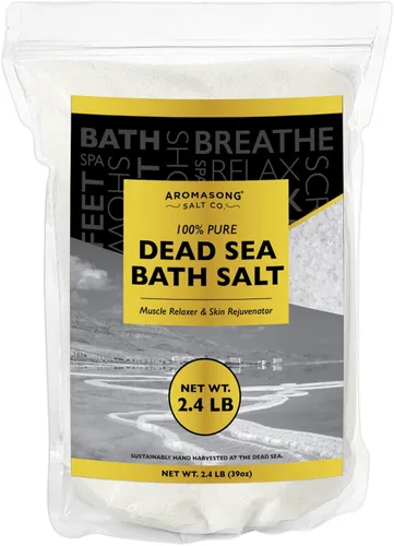 Miniatura 13 de Aromasong Sal de baño del Mar Muerto, 100% puras y naturales, sales del mar muerto para remojar grano fino de 5 libras, paquete resellable a granel