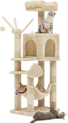 Miniatura 6 de YITAHOME Árbol para gatos de varios niveles de 44 pulgadas para gatitos de interior, muebles para gatos con postes para rascar, perca de felpa