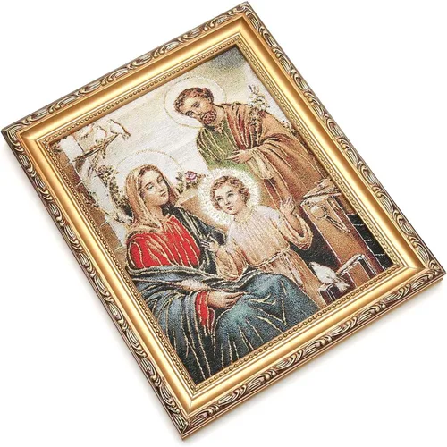 Miniatura 5 de HZMAN Pintura de Jesús María y José de la Santa Familia, tejido retro hecho a mano, póster de personaje de la familia sagrada para pared, marcos