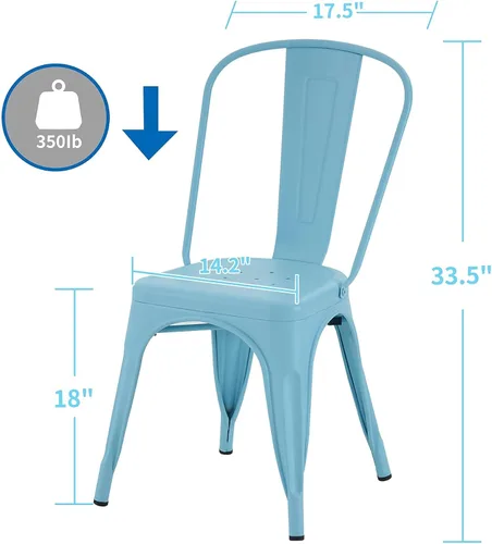 Miniatura 3 de Nazhura Silla de Comedor de Metal Estilo Tolix de Granja para Cocina, Comedor, Café, Restaurante, Bistro, Patio, 18 Pulgadas, Apilable, Impermeable