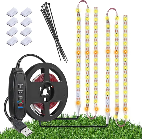 Tira de luz de cultivo impermeable para plantas de interior, luces de cultivo de plantas de espectro completo para interiores con temporizador de