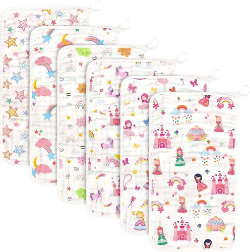 Miniatura 9 de decalsweet Paños de muselina para bebé, paquete de 6 paños de muselina para eructos, 100% algodón, grandes, 20 x 12 pulgadas, suaves, 6 capas