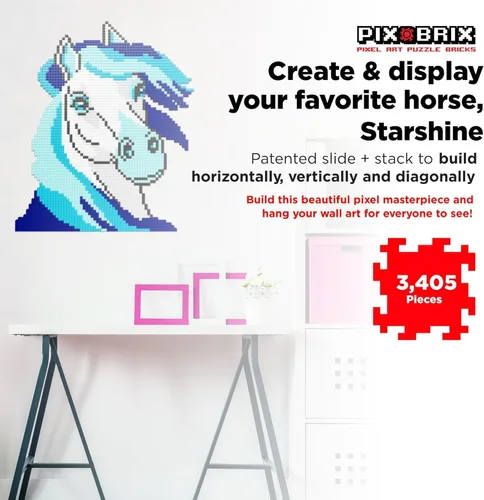 Miniatura 6 de Pix Brix Bloques de Puzzle de Arte Pixel - Star Stable’s Starshine, 3,405 Piezas - Bloques de Construcción Interconectados, Pixela Tu Caballo