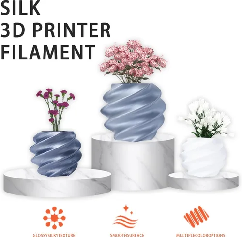 Miniatura 6 de Filamento PLA de seda de 0.069 pulgadas para impresora 3D, filamento de superficie brillante sedosa de 2.2 libras, 1 carrete, filamento de impresora