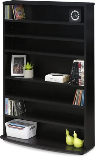 FURINNO JAYA Torre de almacenamiento multimedia de 6 niveles, Espresso