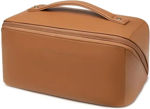 Miniatura 8 de 3 bolsas de maquillaje de viaje portátiles de gran capacidad para mujeres, estuche organizador de maquillaje plano abierto, bolsa organizadora