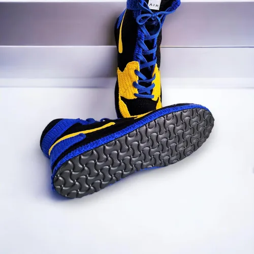Miniatura 6 de Byseay - Zapatillas deportivas de ganchillo hechas a mano, calzado unisex de punto personalizado, zapatos Jordan para interiores retro acogedores