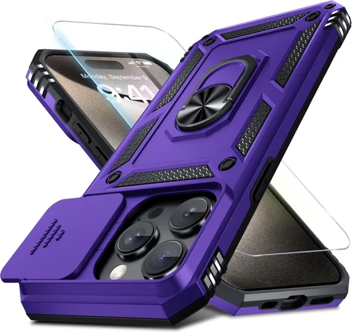 Miniatura 17 de Janmitta - Funda para iPhone 14 Pro con cubierta deslizante para lente de cámara incorporada + protector de pantalla, funda de cuerpo completo