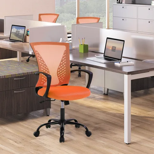 Miniatura 7 de Silla de oficina ergonómica con soporte lumbar, silla de computadora de malla ajustable para oficina en casa, silla giratoria de respaldo medio