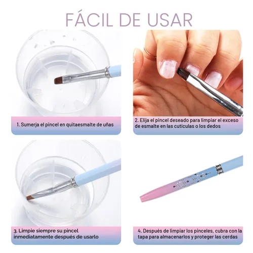 Miniatura 6 de Cepillos de limpieza de uñas, cepillos de uñas para limpiar errores de esmalte en las cutículas, cepillo de uñas resistente a acetona, cepillos