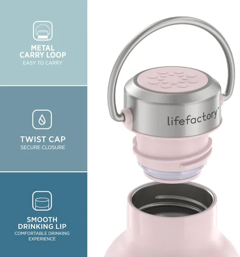 Miniatura 2 de Lifefactory Botella deportiva aislada al vacío de acero inoxidable de 16 onzas, mezclilla oscura