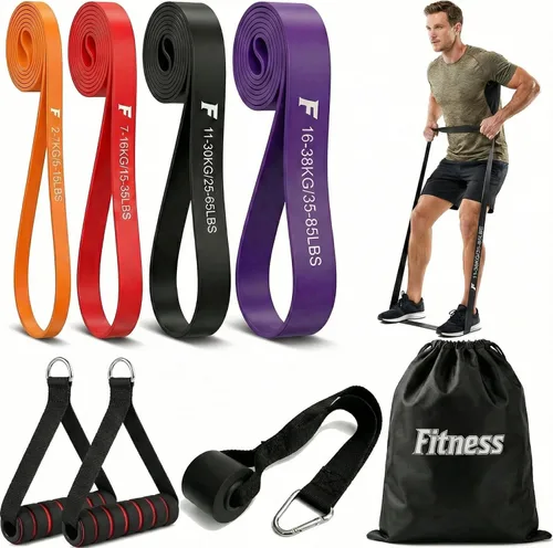 Juego de bandas de resistencia para entrenamiento, 5 niveles (15-85 libras) con asas, anclaje de puerta, bolsa de almacenamiento, bandas de fitness