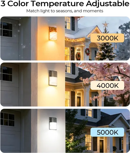 Miniatura 3 de CINOTON Paquete de luz LED de pared 3CCT de 30 W con sensor de atardecer a amanecer, 3000 K/4000 K/5000 K seleccionable, 3600 LM, luces de pared al