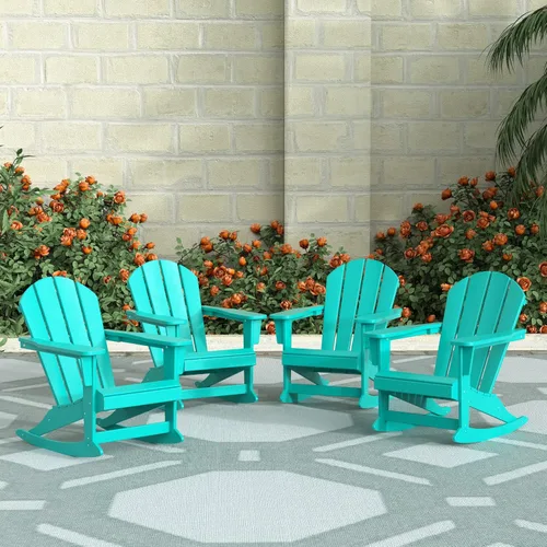 Miniatura 157 de WestinTrends Silla mecedora Malibu de poliéster para exterior/patio Adirondack, Negra