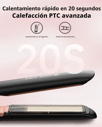 Miniatura 5 de Annlary - Plancha de pelo de 1 pulgada y rizador 2 en 1 de titanio y cerámica iónica con voltaje dual, con silicona resistente al calor, para menos