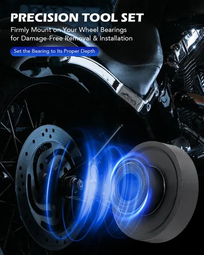 Miniatura 6 de Orion Motor Tech Kit de herramientas extractoras de rodamientos de rueda compatible con motocicletas Harley Davidson, juego de herramientas