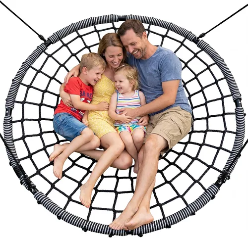 Miniatura 9 de Trekassy Columpio de Red Platillo de Telaraña de 60 pulgadas para Niños y Adultos, Columpio de Red para Exteriores de Servicio Pesado de 750 libras