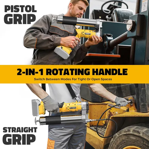 Miniatura 4 de Ecarke Pistola de engrase inalámbrica compatible con batería DeWalt de 20 V, pistola de engrase eléctrica máxima de 12000 PSI, pistola doble