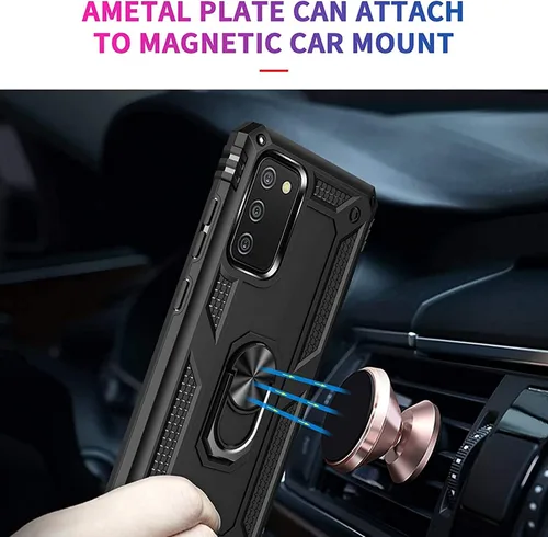 Miniatura 3 de TJS Funda compatible con Samsung Galaxy A03S, con protector de pantalla de vidrio templado, soporte magnético con soporte magnético resistente y Azul