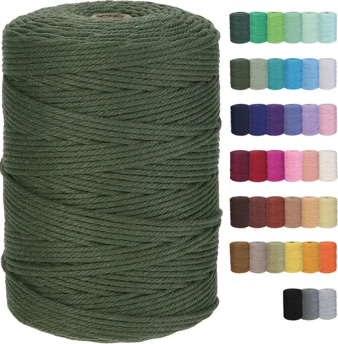 Miniatura 17 de Cuerda de macramé de algodón de 3 mm x 109 yardas, suministros de macramé de color natural, cuerda de algodón suave para colgar plantas, colgante
