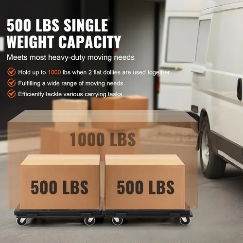 Miniatura 6 de VEVOR Carro para mover muebles, 16 x 11 pulgadas, capacidad de 500 libras, carritos para mover muebles con 4 ruedas, rodillos móviles portátiles