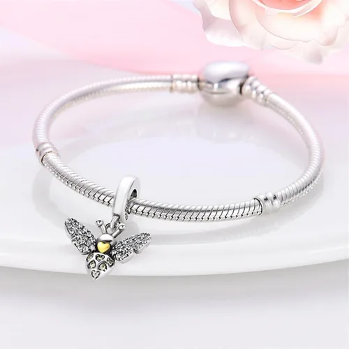 Miniatura 2 de Pulsera y collar de plata de ley 925 con dije de corazón, mariposa, loto, avión, viaje, lindo gato, cuentas, regalo para mujer