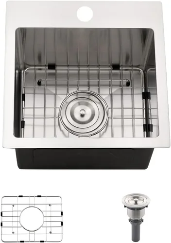 Miniatura 14 de Fregadero de cocina de montaje inferior de 22 pulgadas, fregadero de acero inoxidable de montaje inferior de 22 x 16 pulgadas, calibre 18, hecho a