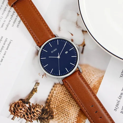 Miniatura 3 de BUREI - Reloj de pulsera analógico para hombre con fecha, extensible de malla de acero inoxidable