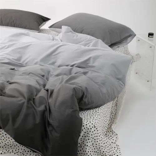 Miniatura 5 de Wellboo - Juego de edredón de tamaño matrimonial, ropa de cama de color gris gradiente sólido, gris plateado, gris claro, modernos, simples, blancos