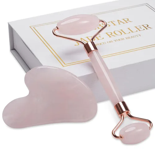 Rodillo de jade para cara, masajeador facial para el cuidado de la piel, herramientas faciales Gua Sha para cara, cuello, ojos, reduce la hinchazón