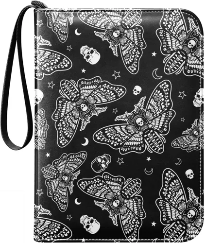 Miniatura 23 de Carpeta bohemia para tarjetas de mariposa y luna, con 400 bolsillos, 50 páginas extraíbles, 3 anillos, 4 bolsillos para tarjetas de juego, TCG