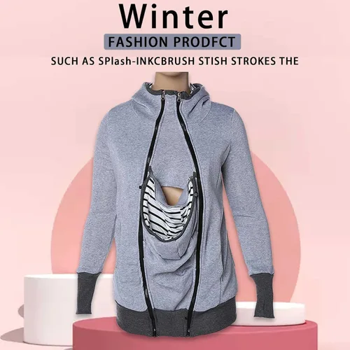 Miniatura 3 de Sudadera con capucha de canguro de maternidad multifunción 3 en 1 para mujer para bebé y madre