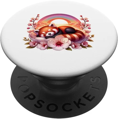Miniatura 6 de Kawaii Funny Red Panda Rainbow Japanese Cherry Blossom PopSockets MagSafe PopGrip para iPhone