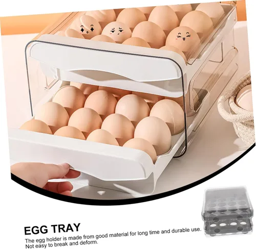 Miniatura 9 de Caja de almacenamiento para huevos estilo cajón de huevos 32 compartimentos reutilizable almacenamiento de cocina Gris