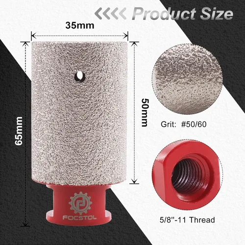 Miniatura 2 de FOCSTOL Brocas de diamante para fresado de dedo – Broca de núcleo de 1-3/8 pulgadas (1.378 in) para agrandar, dar forma, moler y bisel redondo