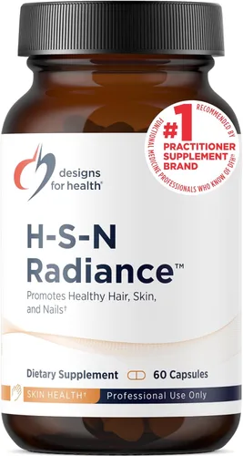 Designs for Health H-S-N Radiance - Vitaminas para uñas y piel para mujeres y hombres, promueve un cabello saludable, elasticidad de la piel y uñas