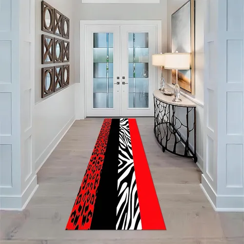 Miniatura 48 de Alfombra de pasillo con estampado de tigre, 2 x 10 pies, alfombra de rayas con estampado de piel de animal, alfombra interior a rayas blancas y 5