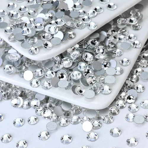 Miniatura 33 de 1440 piezas de diamantes de imitación SS20 de cristal de vidrio con parte posterior plana, gemas de cristal redondas de parte posterior plana
