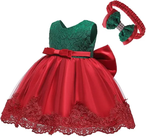 Miniatura 38 de Vestidos de encaje para concursos de niñas bebés de 0-2 años, vestido bordado para fiestas con diadema