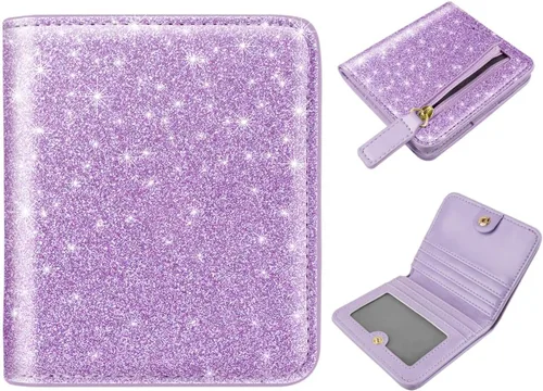 Miniatura 19 de Cartera pequeña con bloqueo RFID para mujer, con bolsillo plegable y compacto, lindo soporte para tarjetas de crédito, ranura para monedas, monedero