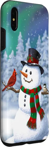 Miniatura 15 de Funda para iPhone 17 con diseño de muñeco de nieve y pájaros en invierno