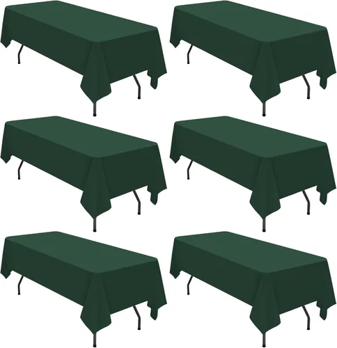 Miniatura 38 de YMHPRIDE Paquete de 6 manteles de poliéster color azul real, 60 x 102 pulgadas, rectangulares, resistentes a las arrugas, lavables a máquina