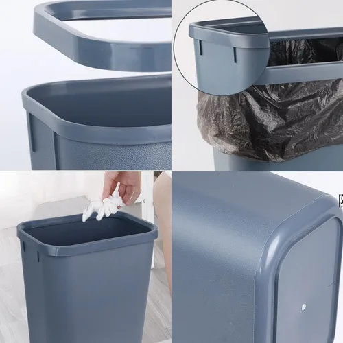Miniatura 3 de Cesta de basura pequeña, paquete de 4 unidades, 2 galones/8 litros, color azul y gris, para oficina, dormitorio, baño y cocina, papelera de oficina