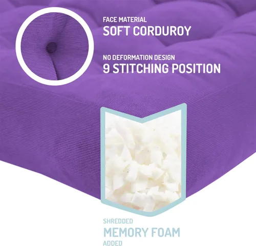 Miniatura 111 de Juego de 2 almohadas de suelo de meditación, almohadas cuadradas grandes para adultos, cojín de pana copetuda para sala de estar de tatami, gris, 22