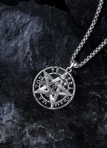 Miniatura 28 de CELESTIA Colgante de plata de ley 925, anillos de tetragrammaton, collar masónico, joyería de pentagrama para mujeres y hombres